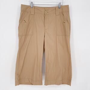 Lauren Ralph Lauren LRL‎ Shorts Womens 12 Culotte Cargo Khaki Cotton Wide Leg